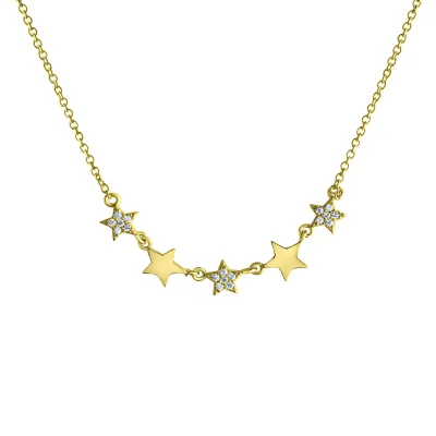 Celesta Silber Halskette 925 Silber vergoldet Sterne Zirkonia