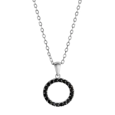 Celesta Silber Halskette Silber 925 rhodiniert 42+3cm lang mit schwarzen Zirkonia-Steinen