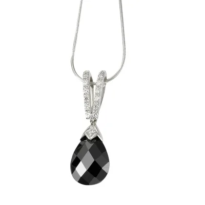 Celesta Silber Halskette Silber 925 rhodiniert 42+5cm mit Zirkonia-Steinen weiß und schwarz