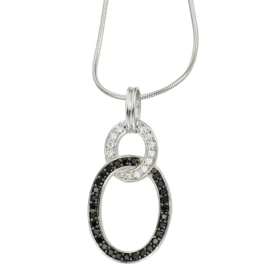 Celesta Silber Halskette Silber 925 rhodiniert 42+5cm mit Zirkonia-Steinen weiß und schwarz