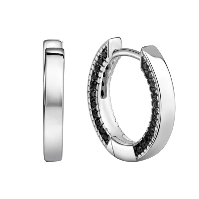 Celesta Silber Ohrringe Silber 925 rhodiniert mit 88 schwarzen Zirkonia-Steinen