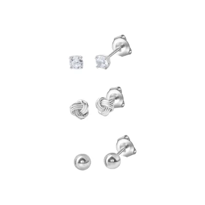 Celesta Silber Ohrstecker Set 925 Sterling Silber rhodiniert Zirkonia