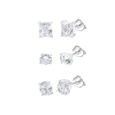 Celesta Silber Ohrstecker Set 925 Sterling Silber rhodiniert Zirkonia