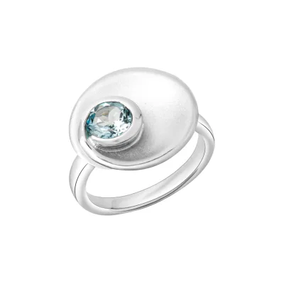 Celesta Silber Ring 925 Silber matt Blautopas
