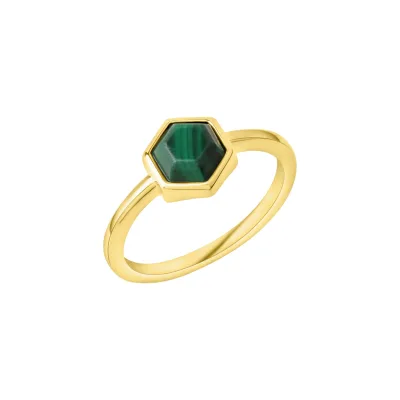 Celesta Silber Ring 925 Sterling Silber vergoldet Malachit
