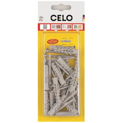 CELO Blister Normaldübel mit Schrauben F 6 SPS (20 Stk.)