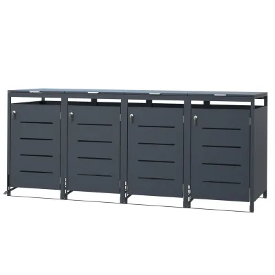 CHILLROI 4er Mülltonnenverkleidung CUBO mit Pedal, ca. 272 x 80 x 118,5 cm - Anthrazit