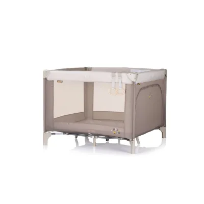 Chioplino Laufstall Pop-up Reisebett faltbar, Matratze Tragetasche Seiteneingang braun