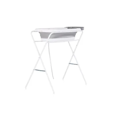 Chipolino Babybadewanne-Set Slim, Ständer 90 cm, Ablage, klappbar, Thermometer grau