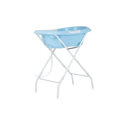Chipolino Babybadewanne, Ständer Noemi klappbar, Ablauf, Ablagefächer, ab Geburt blau
