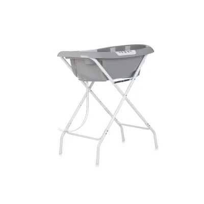Chipolino Babybadewanne, Ständer Noemi klappbar, Ablauf, Ablagefächer, ab Geburt grau