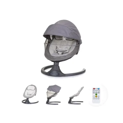 Chipolino Babywippe Brida, Fernbedienung Moskitonetz, Kissen, Plüschtiere, Timer grau