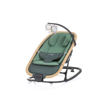 Chipolino Babywippe Senso Holzoptik Spielbogen Kopfstütze 3-Punkt-Gurt faltbar grün