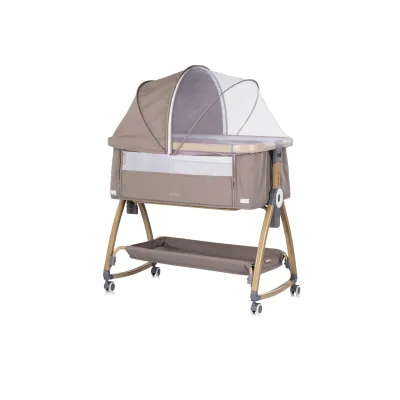Chipolino Beistellbett Charisma Matratze höhenverstellbar Räder Ablagefach Gurt braun