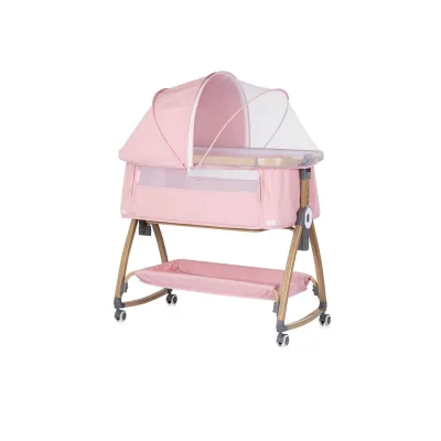 Chipolino Beistellbett Charisma Matratze höhenverstellbar Räder Ablagefach Gurt rosa