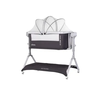 Chipolino Beistellbett Electra Schaukelfunktion Musik Korb Moskitonetz Matratze dunkelgrau