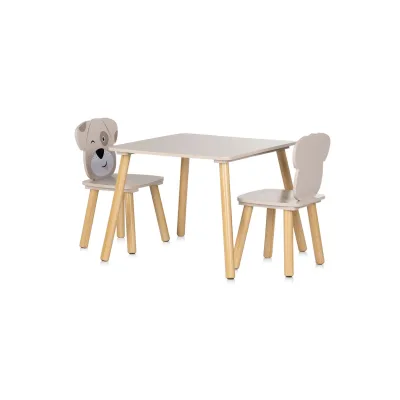 Chipolino Kinder Tischset Holztisch, 2 Holzstühle, Kindersitzgruppe, 3-teilig beige