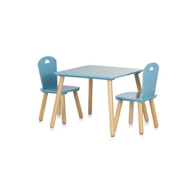 Chipolino Kinder Tischset Holztisch, 2 Holzstühle, Kindersitzgruppe, 3-teilig blau