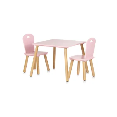 Chipolino Kinder Tischset Holztisch, 2 Holzstühle, Kindersitzgruppe, 3-teilig pink