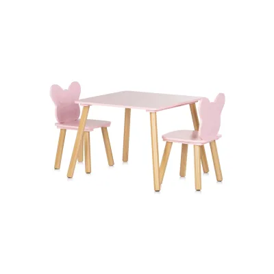 Chipolino Kinder Tischset Holztisch, 2 Holzstühle, Kindersitzgruppe, 3-teilig rosa