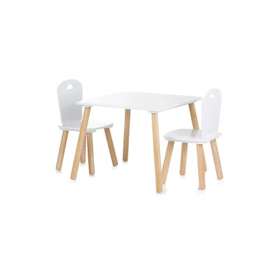 Chipolino Kinder Tischset Holztisch, 2 Holzstühle, Kindersitzgruppe, 3-teilig weiß