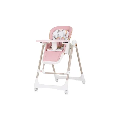 Chipolino Kinderhochstuhl 2 in 1 Milk Shake, verstellbar, Babyschaukel, Räder rosa