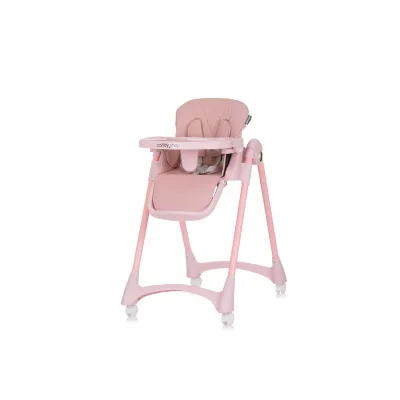 Chipolino Kinderhochstuhl Candy Shop, 4 Räder, verstellbar, Fußstütze, faltbar rosa