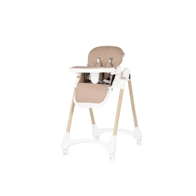 Chipolino Kinderhochstuhl Candy Shop, 4 Räder, verstellbar, Fußstütze, faltbar weiß beige