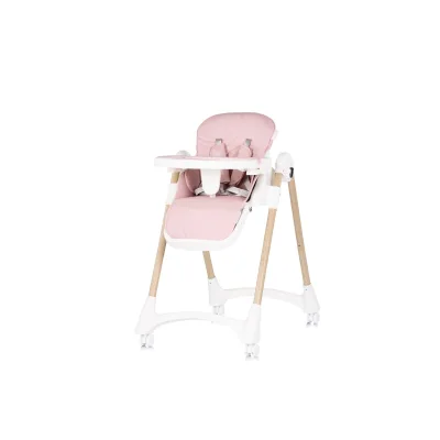 Chipolino Kinderhochstuhl Candy Shop, 4 Räder, verstellbar, Fußstütze, faltbar weiß rosa