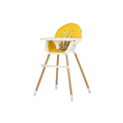 Chipolino Kinderhochstuhl Rio 2 in 1, Kinderstuhl rutschfeste Beine 5-Punkt-Gurt gelb weiß