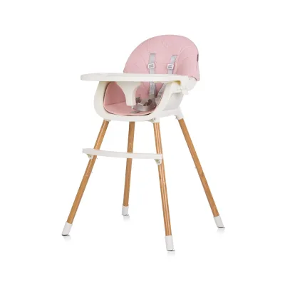 Chipolino Kinderhochstuhl Rio 2 in 1, Kinderstuhl rutschfeste Beine 5-Punkt-Gurt rosa