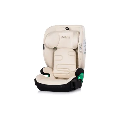 Chipolino Kindersitz Patrol i-Size Isofix (100-150cm) Kopfstütze Getränkehalter beige