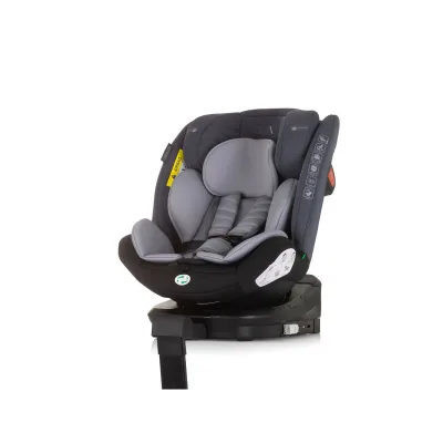 Chipolino Kindersitz Tourino i-Size (40-150cm) Isofix, höhenverstellbar, drehbar grau/hellgrau