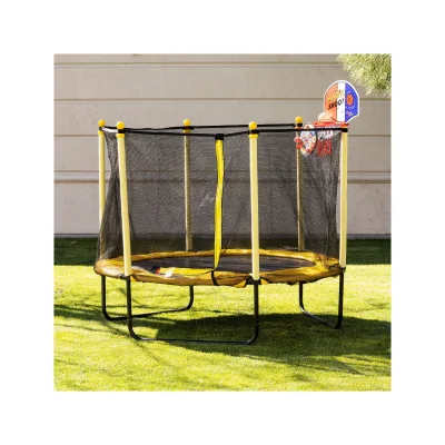 Chipolino Kindertrampolin Sporty 140 cm Basketballkorb Leiter Federabdeckung gelb