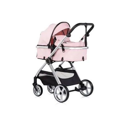 Chipolino Kombikinderwagen 2 in 1 Vista Wickeltasche, Fußabdeckung, Korb, Gurt rosa