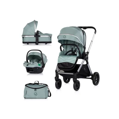 Chipolino Kombikinderwagen Euphoria 3in1 Sportsitz Babyschale umbaubar klappbar grün