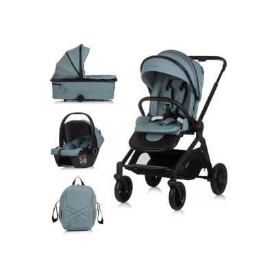 Chipolino Kombikinderwagen Magnum 3 in 1 Babywanne Sportsitz i-Size Babyschale grün