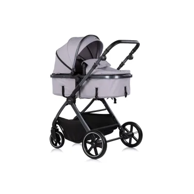 Chipolino Kombikinderwagen Pearl 2 in 1 umbaubar Rucksack Fußsack Korb Federung grau