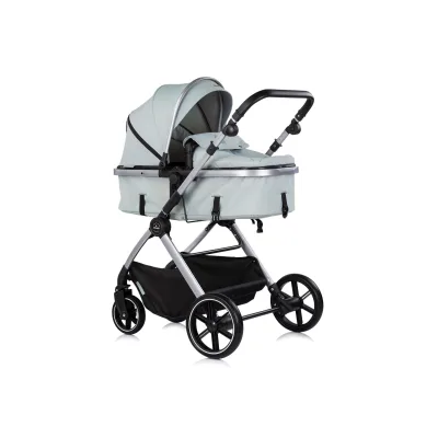 Chipolino Kombikinderwagen Pearl 2 in 1 umbaubar Rucksack Fußsack Korb Federung grün
