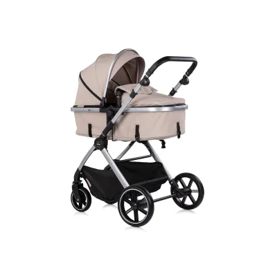 Chipolino Kombikinderwagen Pearl 2 in 1 umbaubar Rucksack Fußsack Korb Federung hellbraun