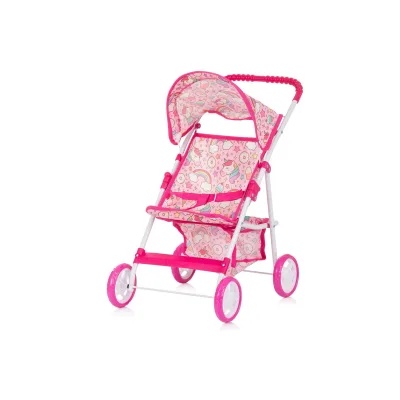 Chipolino Puppenwagen Alice Aufbewahrungskorb klappbar, Sonnendach verstellbar pink