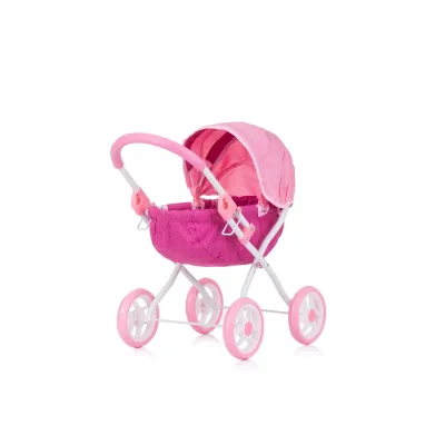 Chipolino Puppenwagen Daisy klappbar, Sonnendach, vier große Räder, ab 3 Jahren pink