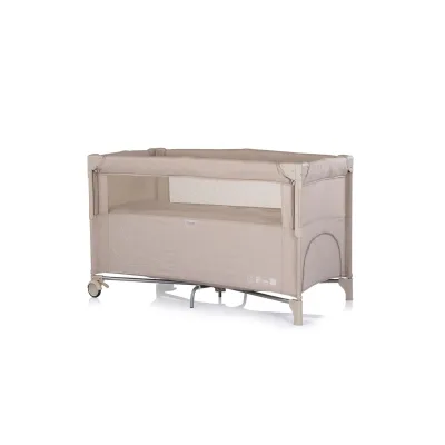 Chipolino Reisebett Relax Leinen 2 Ebenen Tasche, Reißverschluss, Räder, faltbar beige braun