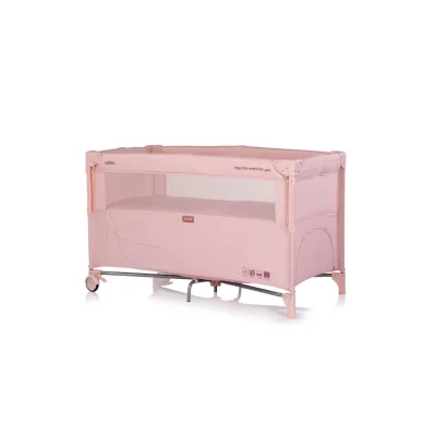 Chipolino Reisebett Relax Leinen 2 Ebenen Tasche, Reißverschluss, Räder, faltbar rosa pink
