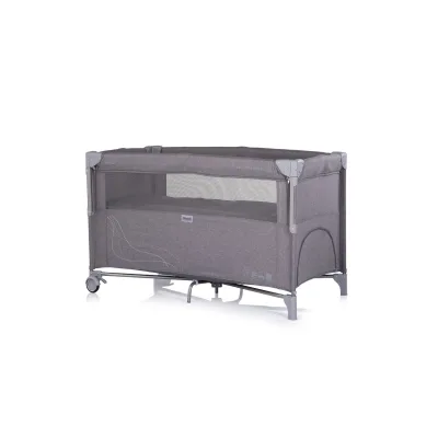 Chipolino Reisebett Relax Leinen 2 Ebenen Tasche, Reißverschluss, Räder, faltbar schwarz grau