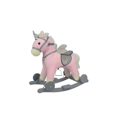 Chipolino Schaukeltier Einhorn Sound Räder Holz Steigbügel sattelförmiger Sitz rosa
