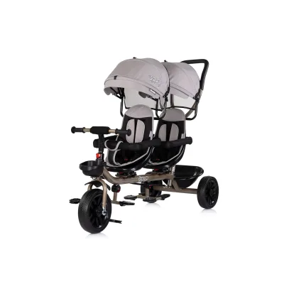 Chipolino Zwillingsdreirad Hip Hop, zwei Kinder, bis 40 kg, Sitze 360° drehbar hellbraun