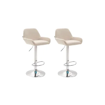 CLP 2er Set Barhocker höhenverstellbar Braga, mit Stoffbezug und Rückenlehne, Metallgestell mit Fußstütze, Thekenhocker