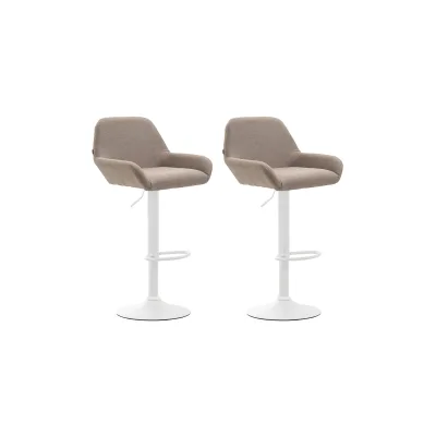 CLP 2er Set Barhocker höhenverstellbar Braga, mit Stoffbezug und Rückenlehne, Metallgestell mit Fußstütze, Thekenhocker
