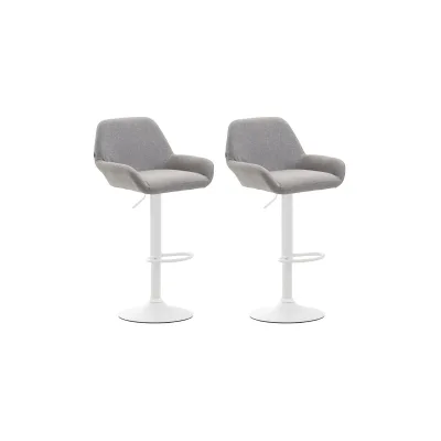 CLP 2er Set Barhocker höhenverstellbar Braga, mit Stoffbezug und Rückenlehne, Metallgestell mit Fußstütze, Thekenhocker